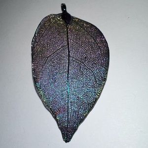 Purple / blue / green leaf pendant